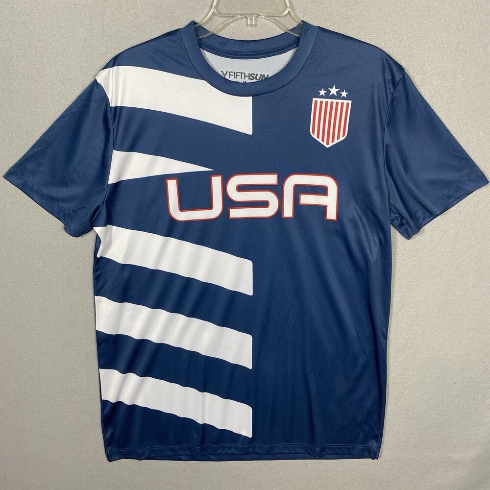 Fifth Sun Mens Size Medium USA Soccer Graphic Short Sleeve T-shirt Blue
